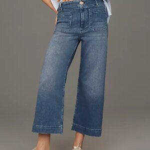 Anthropologie The Colette Crop High-Rise Wide-Leg Jeans by Maeve, Size 25
